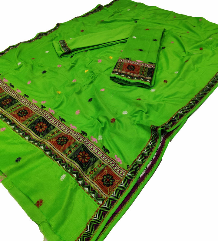 Multi-Colour Dhaga Work Slub Cotton* Mekhela Sador