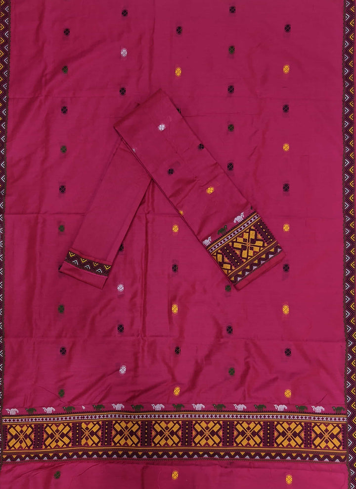 Multi-Colour Dhaga Work Slub Cotton* Mekhela Sador