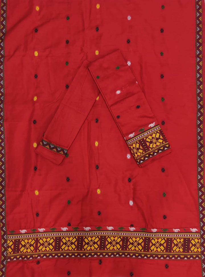 Multi-Colour Dhaga Work Slub Cotton* Mekhela Sador