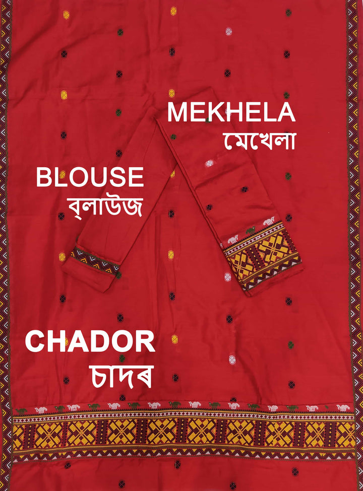 Multi-Colour Dhaga Work Slub Cotton* Mekhela Sador