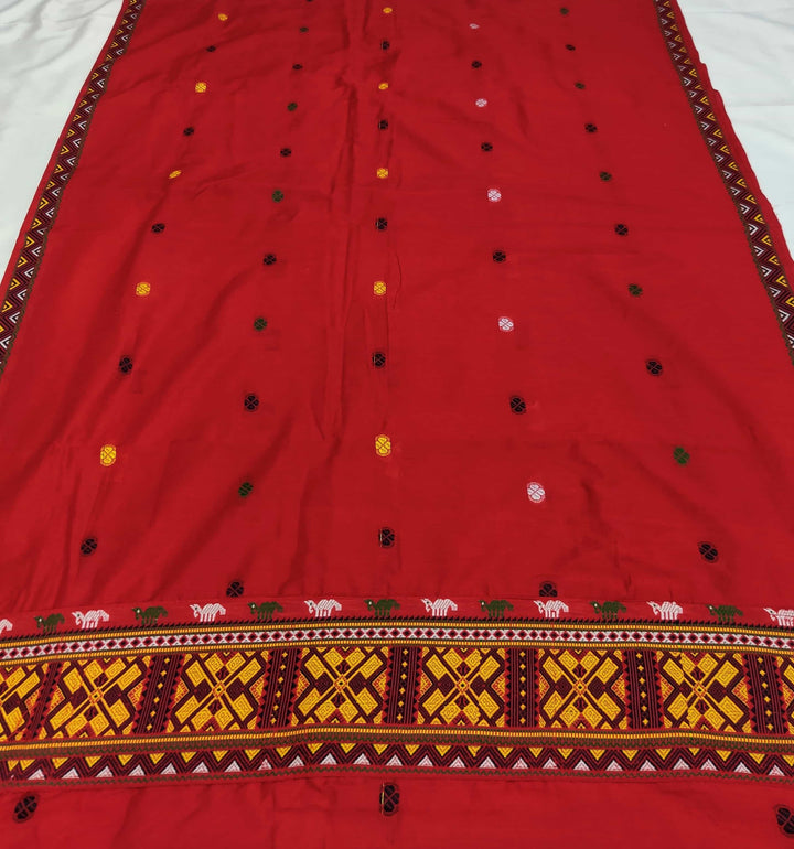 Multi-Colour Dhaga Work Slub Cotton* Mekhela Sador