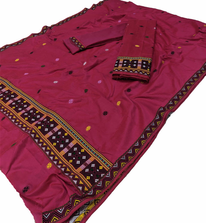 Multi-Colour Dhaga Work Slub Cotton* Mekhela Sador