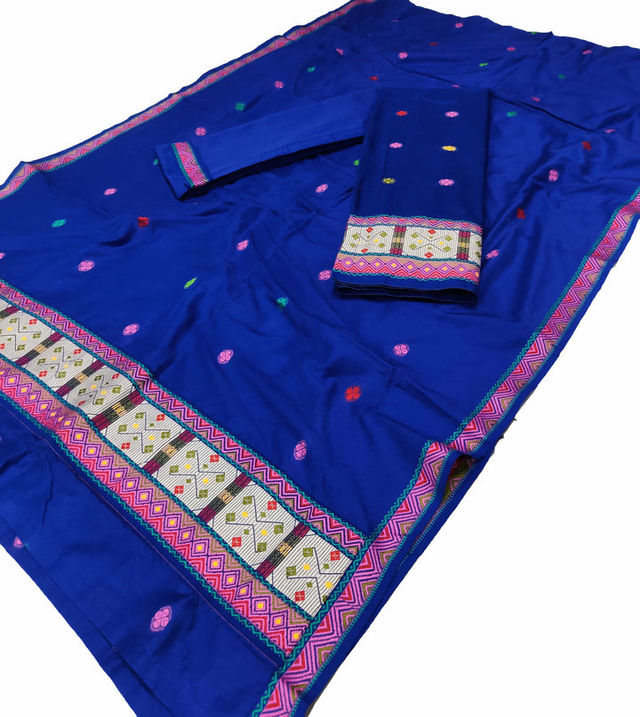 Multi-Colour Dhaga Work Slub Cotton* Mekhela Sador