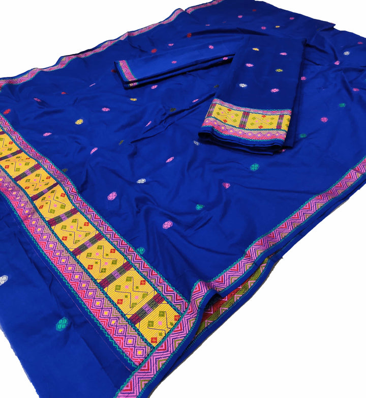 Multi-Colour Dhaga Work Slub Cotton* Mekhela Sador