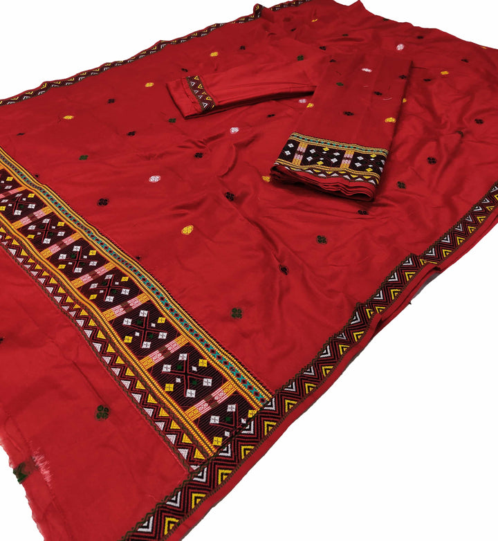 Multi-Colour Dhaga Work Slub Cotton* Mekhela Sador