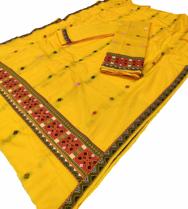 Multi-Colour Dhaga Work Slub Cotton* Mekhela Sador