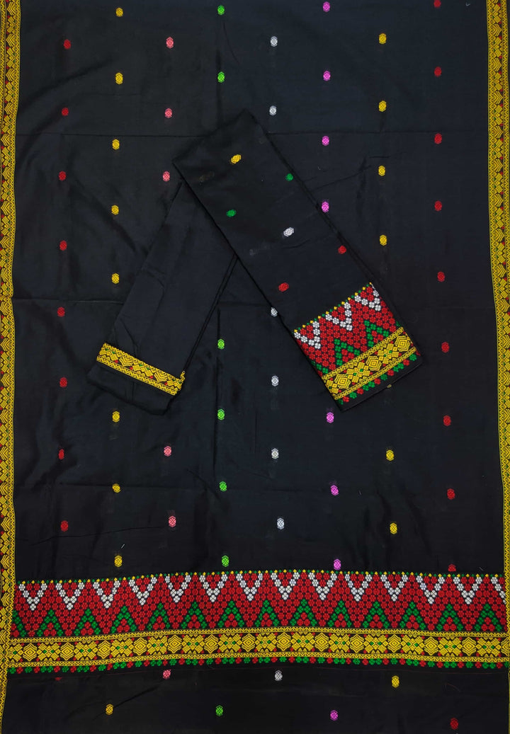 মাল্টি-কালৰ ঢাগা ৱৰ্ক স্লব কপাহ* Mekhela Sador