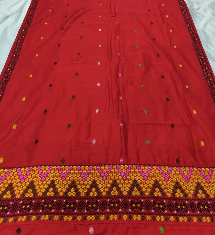 Multi-Colour Dhaga Work Slub Cotton* Mekhela Sador