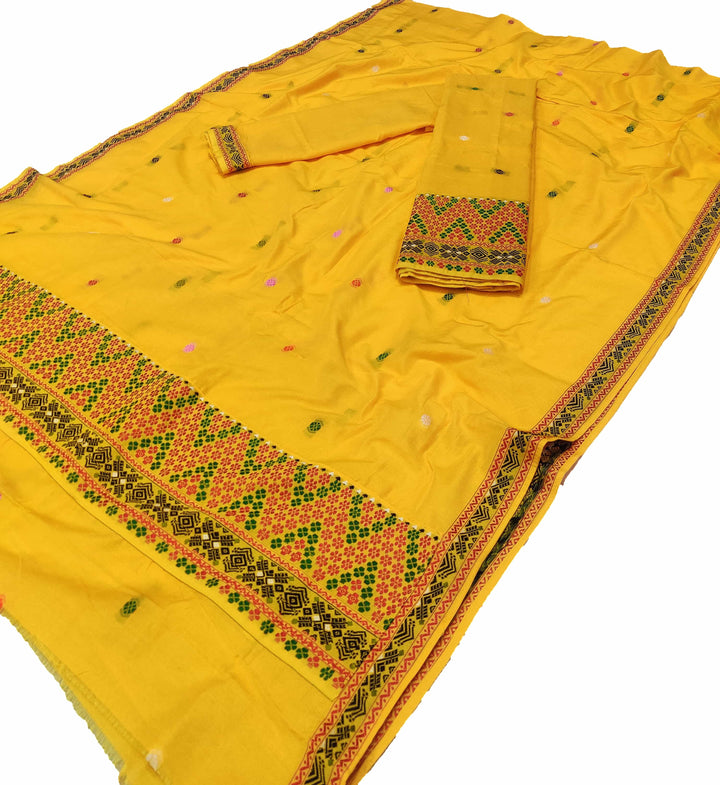 Multi-Colour Dhaga Work Slub Cotton* Mekhela Sador