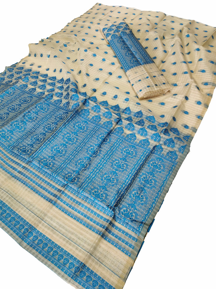 Weaving Dhaga Work Gadi Diya Checks Mekhela Sador