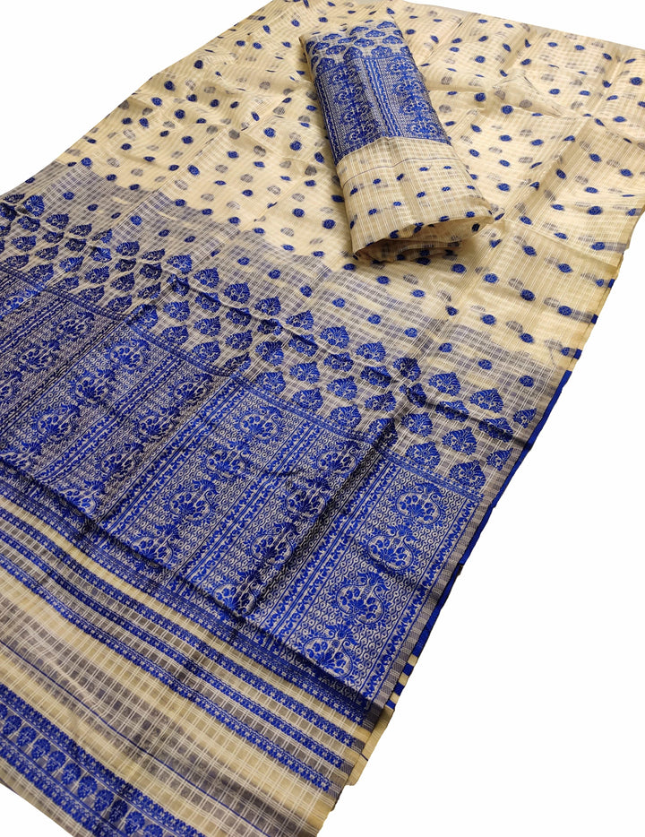 Weaving Dhaga Work Gadi Diya Checks Mekhela Sador