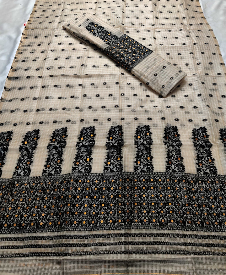 Weaving Dhaga Work Gadi Diya Checks Mekhela Sador