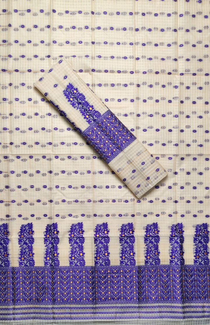 Weaving Dhaga Work Gadi Diya Checks Mekhela Sador