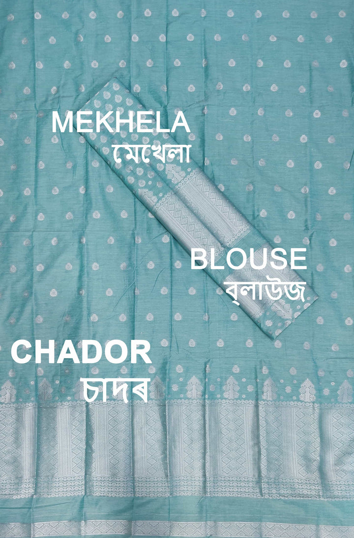 Silver Jari Super Cotton* Mekhela Sador