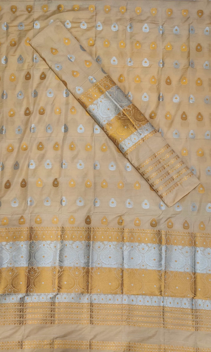 Gold-Silver Jari Super Cotton* Mekhela Sador