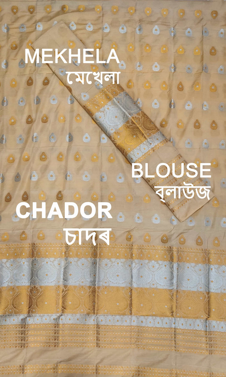 Gold-Silver Jari Super Cotton* Mekhela Sador