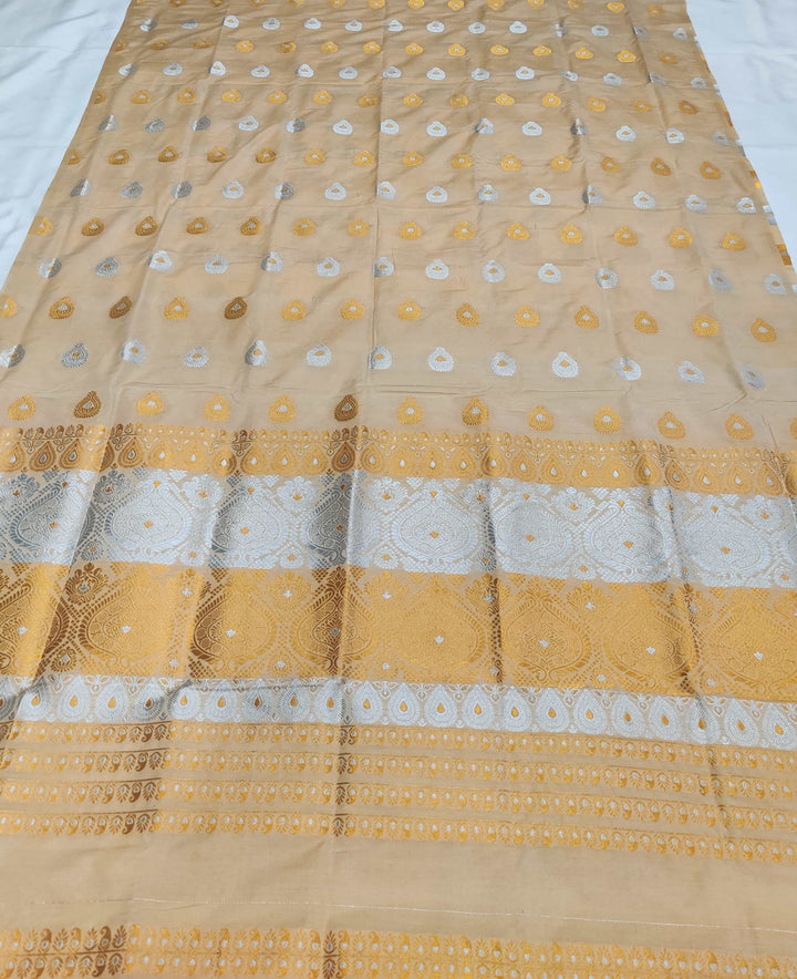 Gold-Silver Jari Super Cotton* Mekhela Sador