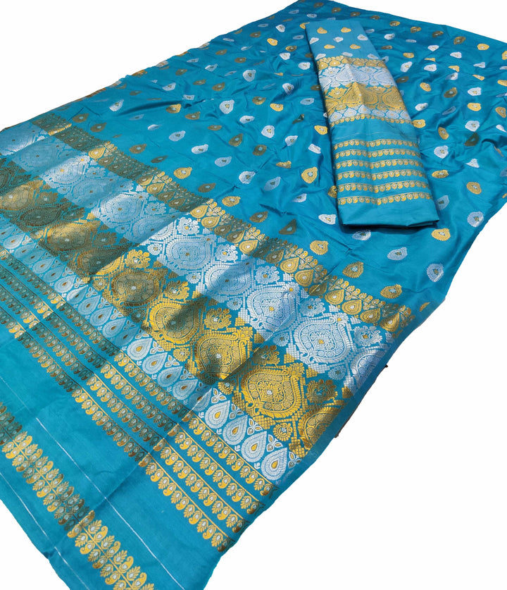 Gold-Silver Jari Super Cotton* Mekhela Sador