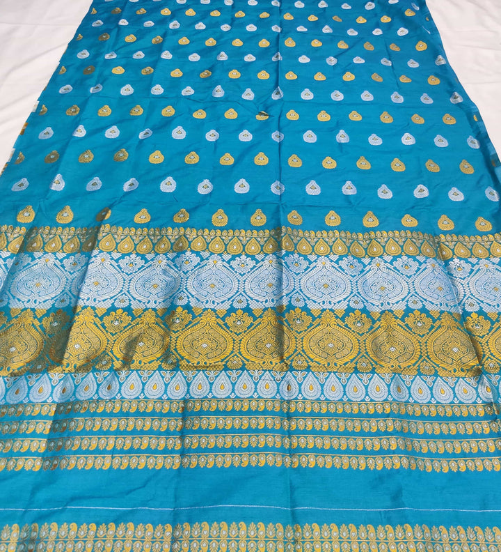 Gold-Silver Jari Super Cotton* Mekhela Sador