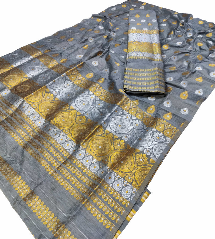 Gold-Silver Jari Super Cotton* Mekhela Sador