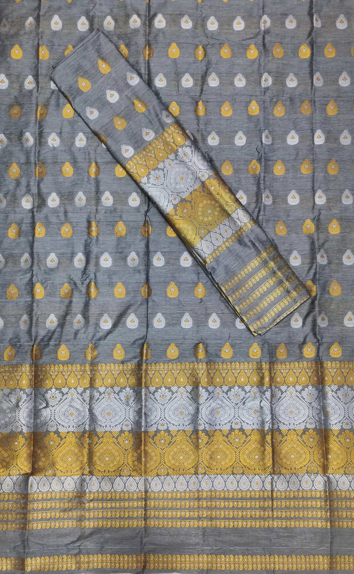 Gold-Silver Jari Super Cotton* Mekhela Sador