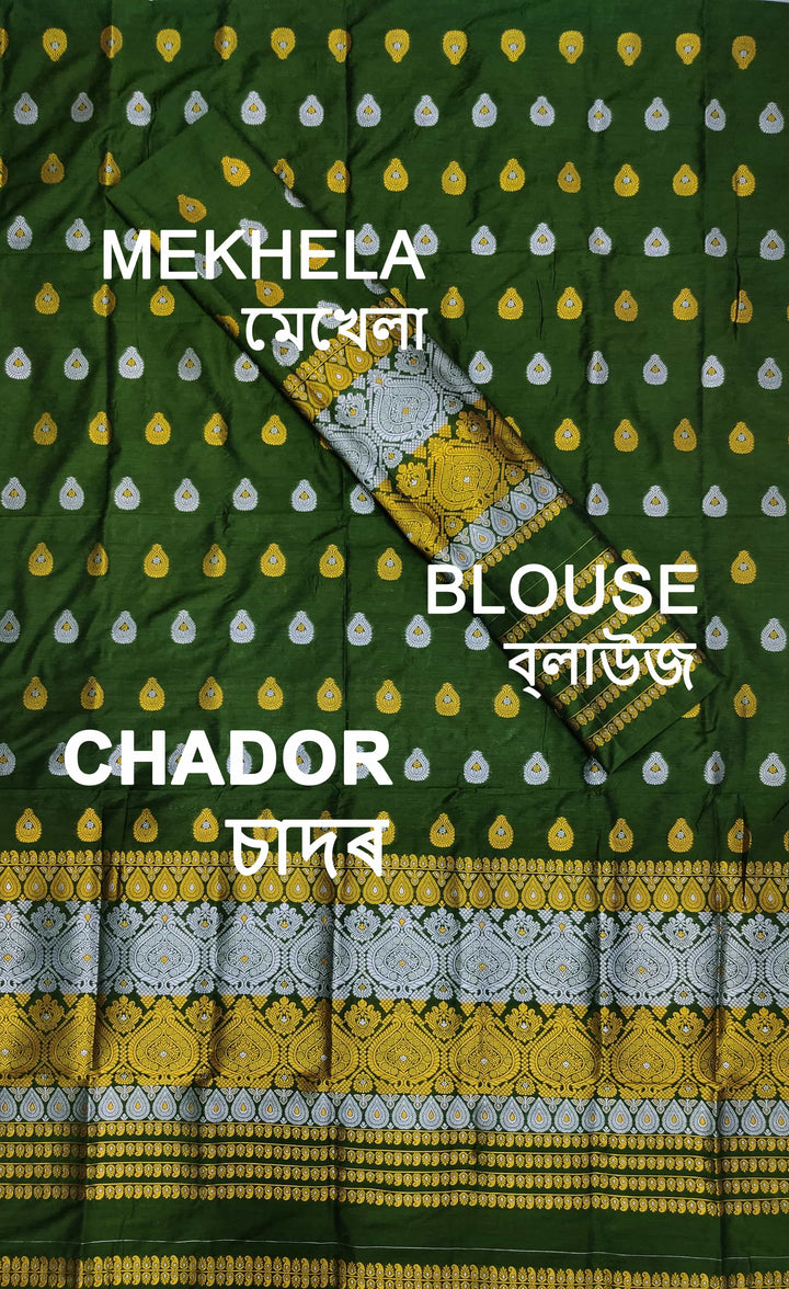 Gold-Silver Jari Super Cotton* Mekhela Sador