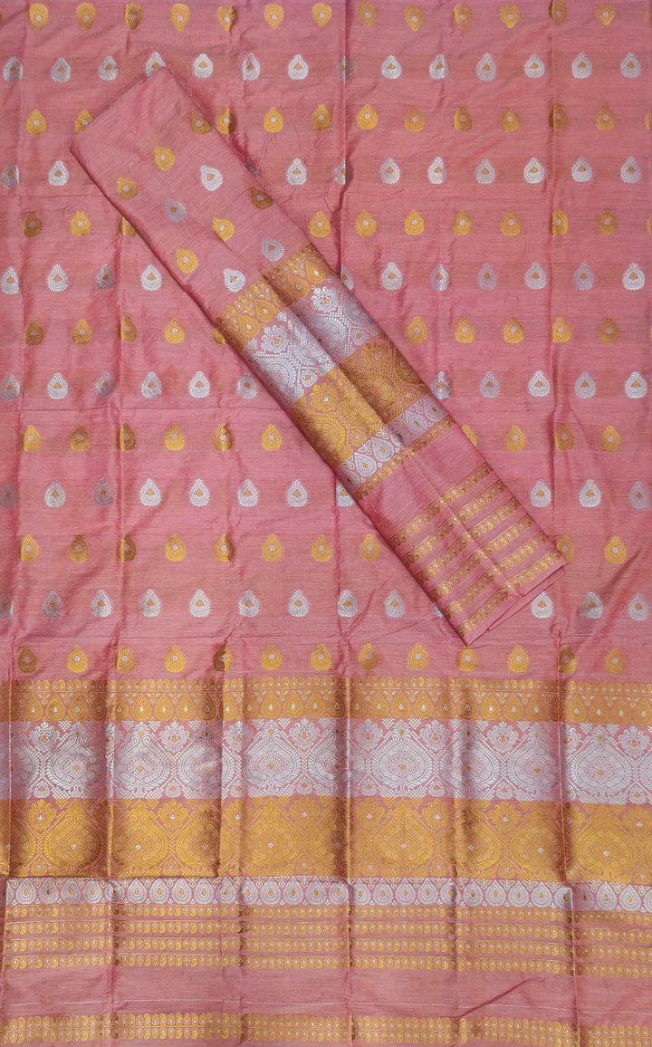 Gold-Silver Jari Super Cotton* Mekhela Sador