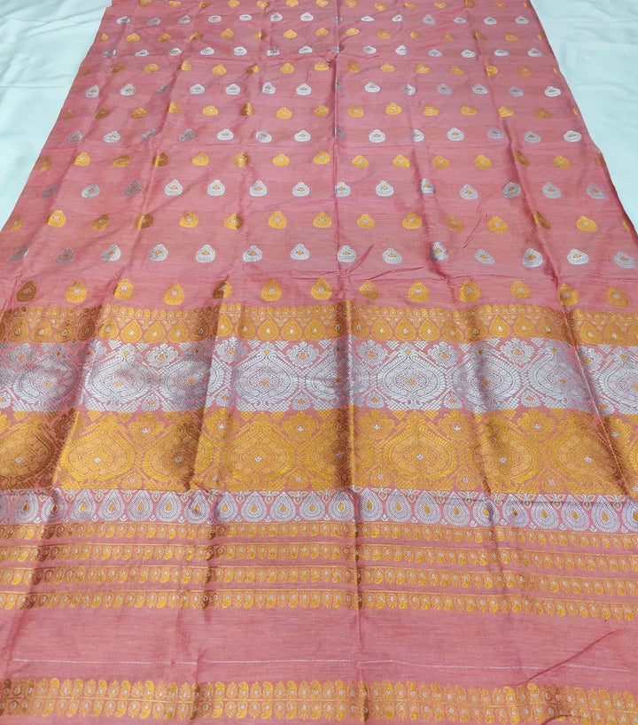 Gold-Silver Jari Super Cotton* Mekhela Sador