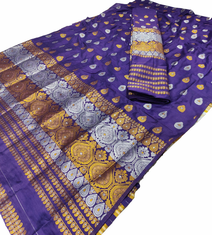 Gold-Silver Jari Super Cotton* Mekhela Sador