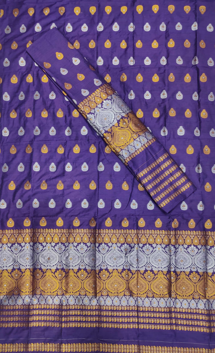 Gold-Silver Jari Super Cotton* Mekhela Sador