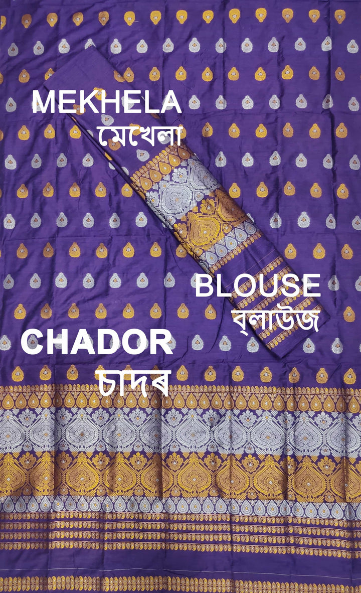 Gold-Silver Jari Super Cotton* Mekhela Sador