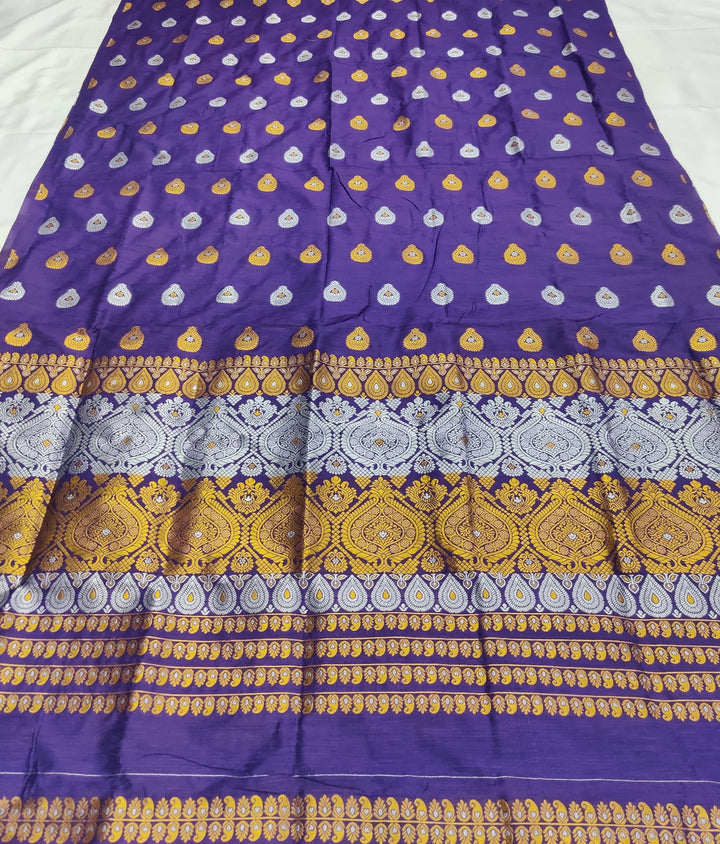 Gold-Silver Jari Super Cotton* Mekhela Sador