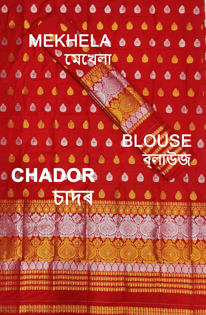 Gold-Silver Jari Super Cotton* Mekhela Sador