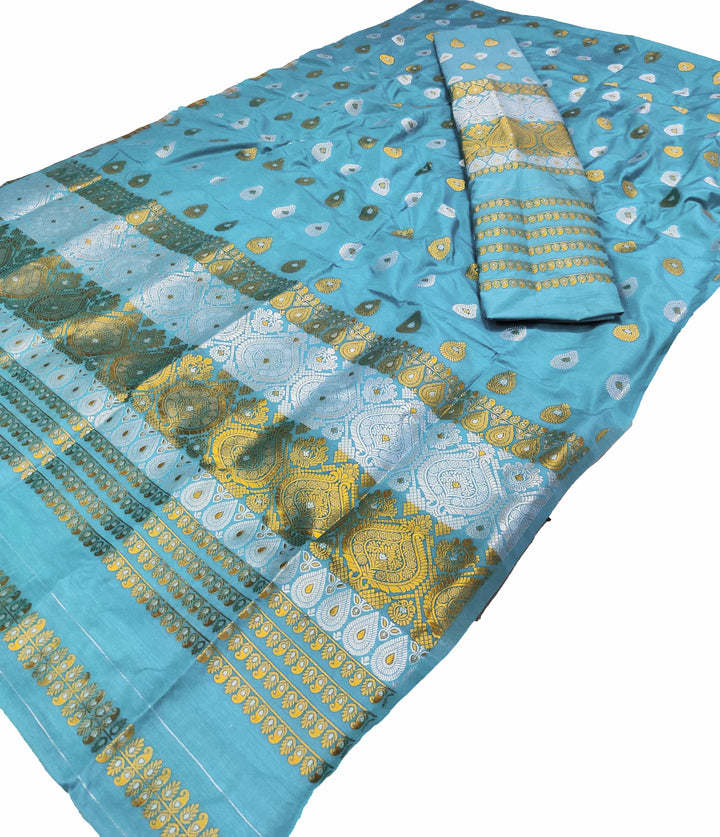 Gold-Silver Jari Super Cotton* Mekhela Sador