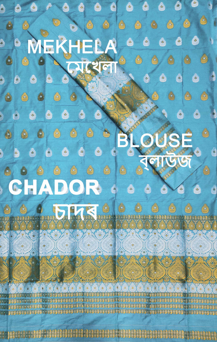 Gold-Silver Jari Super Cotton* Mekhela Sador