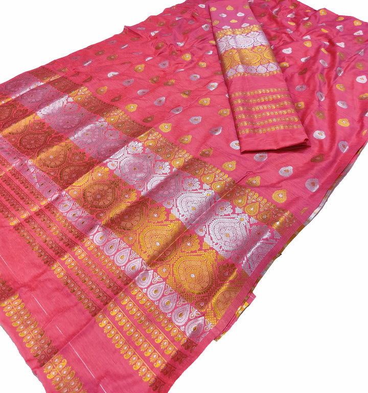 Gold-Silver Jari Super Cotton* Mekhela Sador