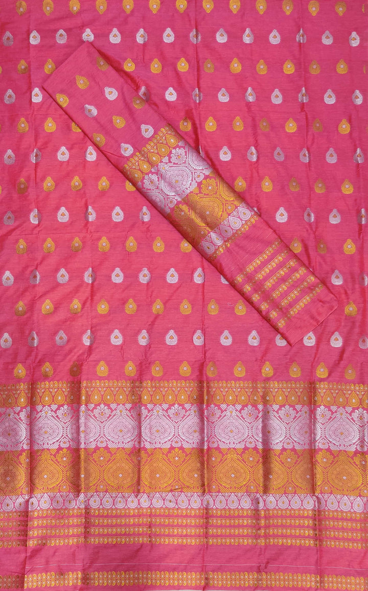 Gold-Silver Jari Super Cotton* Mekhela Sador