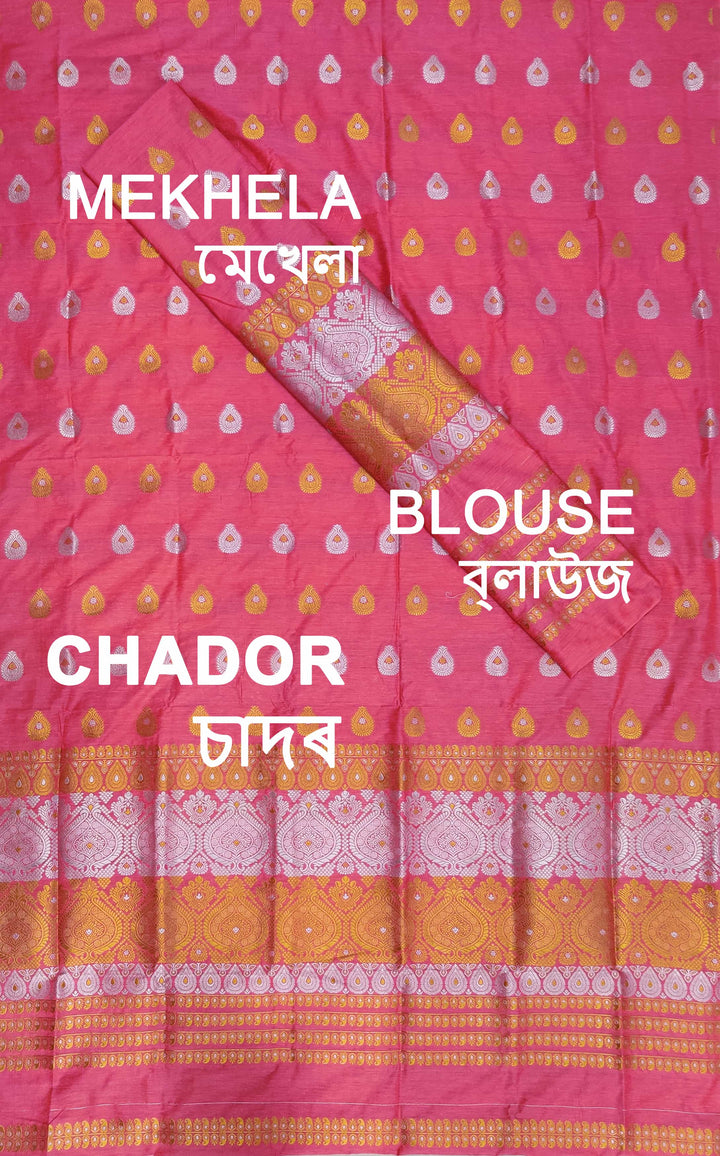 Gold-Silver Jari Super Cotton* Mekhela Sador