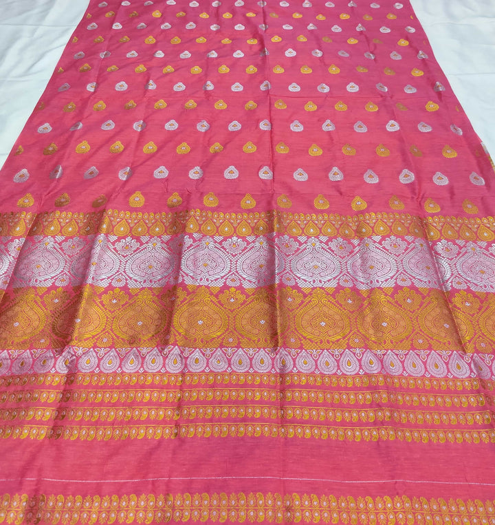 Gold-Silver Jari Super Cotton* Mekhela Sador