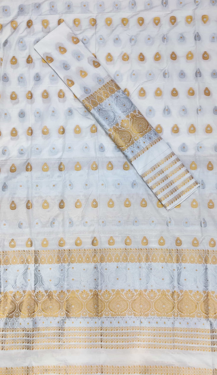 Gold-Silver Jari Super Cotton* Mekhela Sador