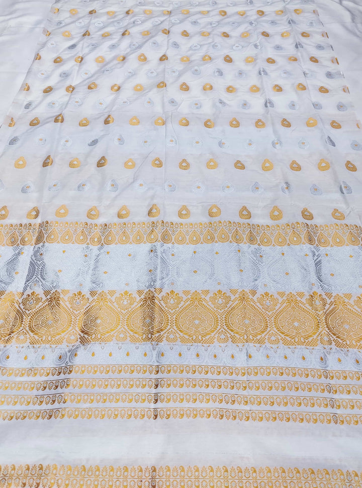 Gold-Silver Jari Super Cotton* Mekhela Sador