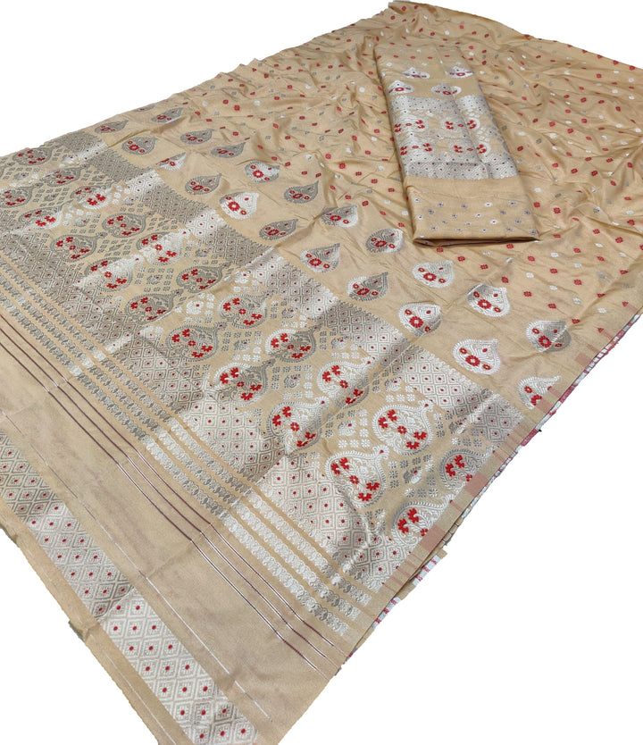 Silver Jari Super Cotton* Mekhela Sador