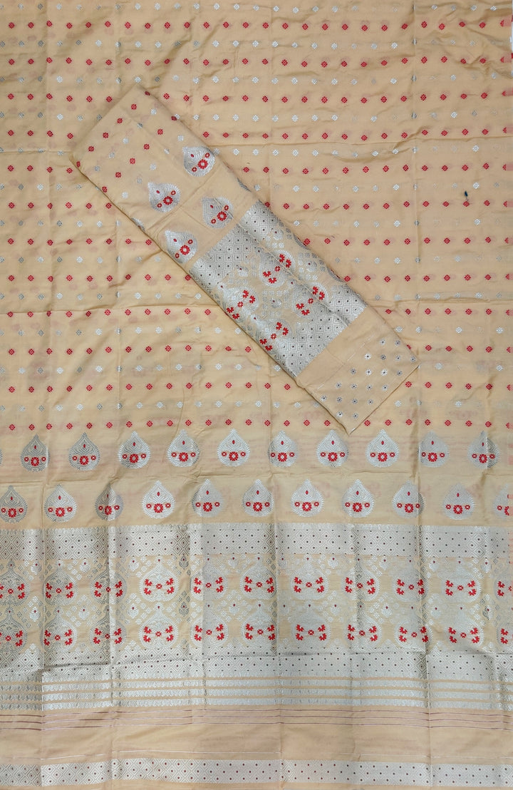 Silver Jari Super Cotton* Mekhela Sador