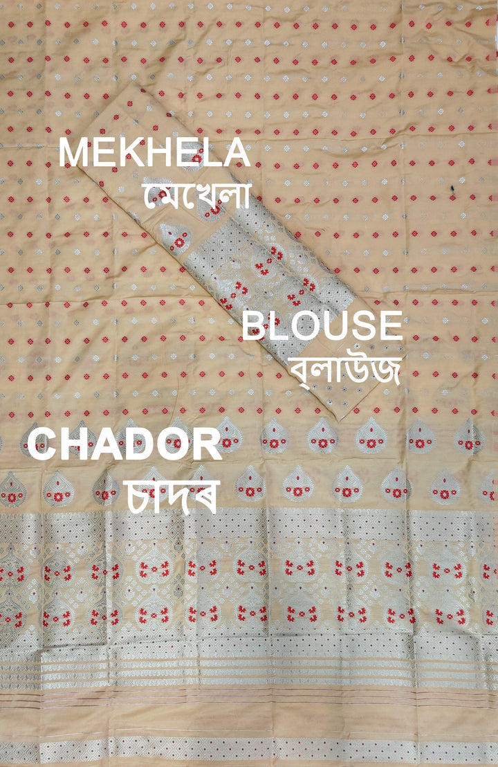 Silver Jari Super Cotton* Mekhela Sador