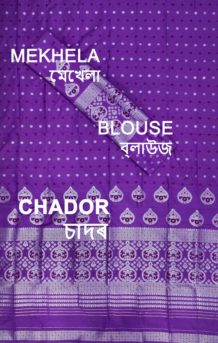 Silver Jari Super Cotton* Mekhela Sador