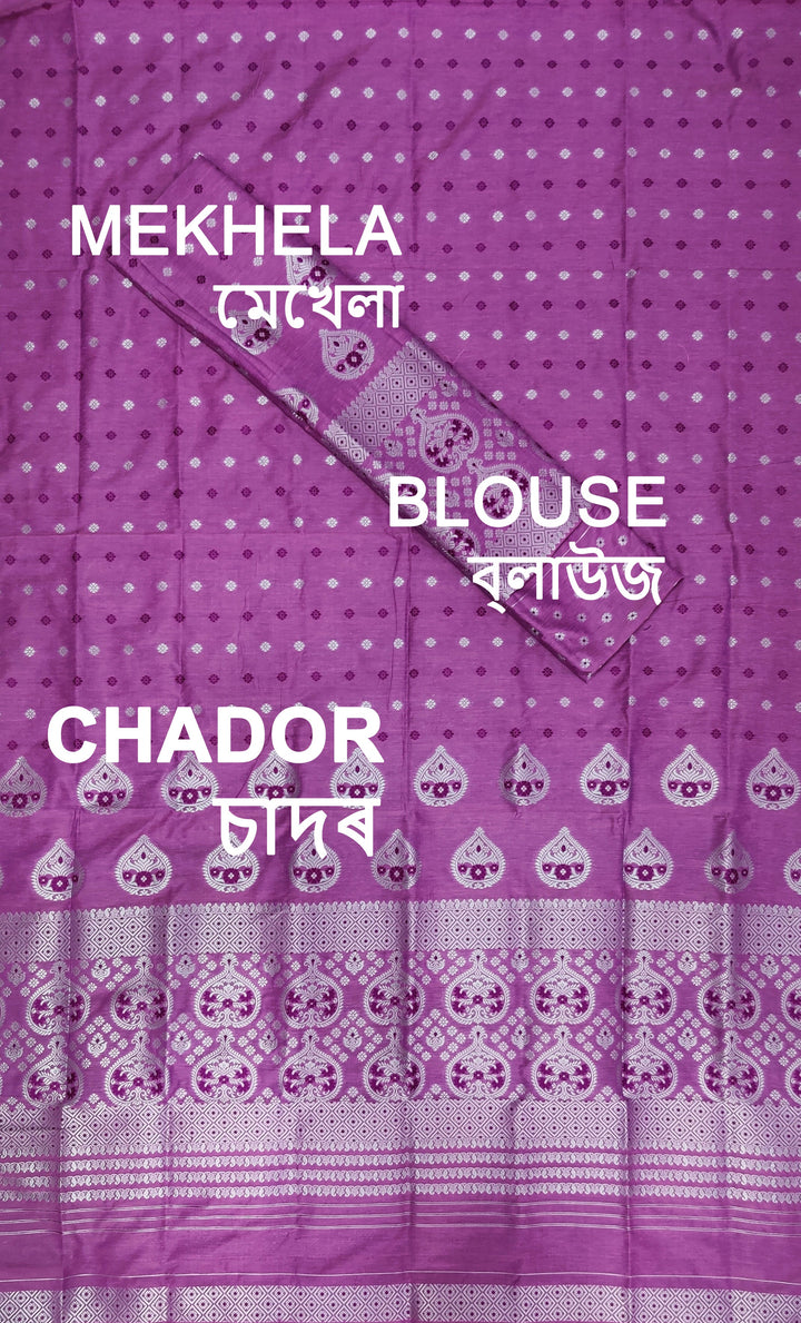 Silver Jari Super Cotton* Mekhela Sador