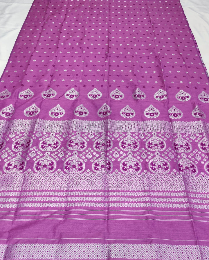 Silver Jari Super Cotton* Mekhela Sador