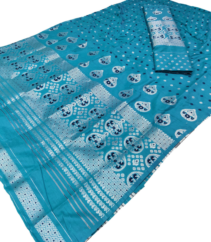 Silver Jari Super Cotton* Mekhela Sador