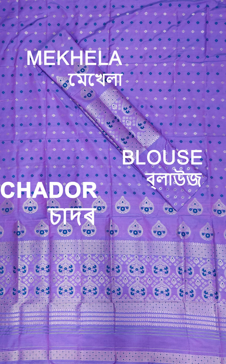 Silver Jari Super Cotton* Mekhela Sador