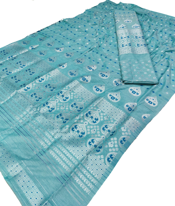 Silver Jari Super Cotton* Mekhela Sador